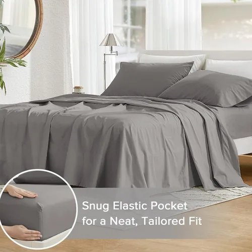 Miniatura 4 de Comfort Spaces - Sábanas 100% algodón, transpirables y ultrasuaves, frescas, bolsillo elástico de 14 pulgadas, para colchones de hasta 41 pulgadas