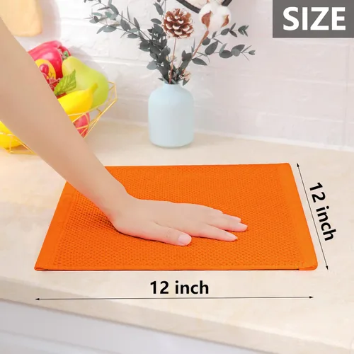 Miniatura 105 de Homaxy Trapos de cocina de 100% algodón, tejido de punto gofre, ultrasuaves, absorbentes y de secado rápido, 12 x 12 pulgadas, paquete de 6, blanco