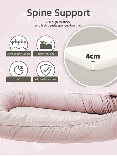 Miniatura 2 de EAQ Tumbona para bebé, tumbona infantil para recién nacido, funda portátil para nido de bebé, transpirable y suave, artículos esenciales para recién