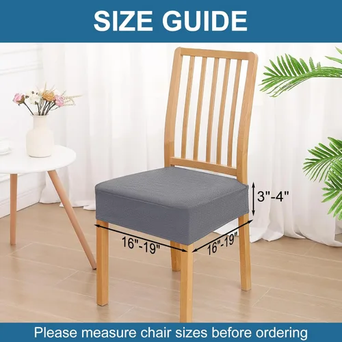 Miniatura 2 de smiry Fundas de asiento impermeables para sillas de comedor, juego de 2, fundas elásticas de jacquard extraíbles y lavables, sin fundas traseras