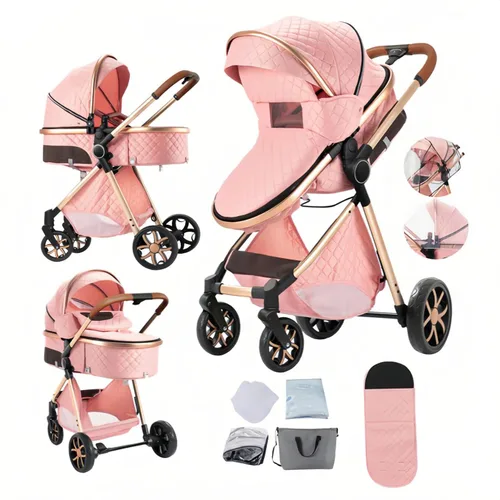 Miniatura 11 de Cochecito de bebé 2 en 1 con modo moisés, cochecito reversible, plegable con un solo clic, cochecito de viaje para recién nacido, cochecito