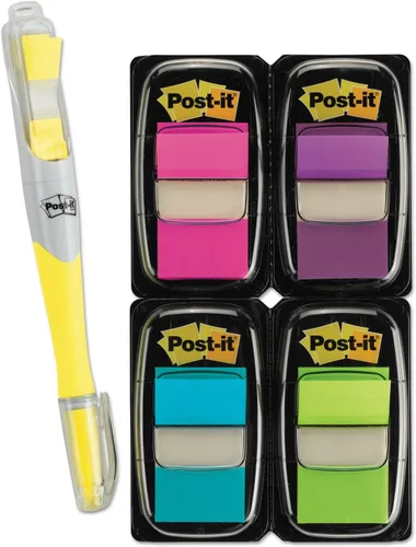 Post-it 680PPBGVA - Paquete económico de banderas de página, colores surtidos, 200 banderas e resaltador con 50 banderas