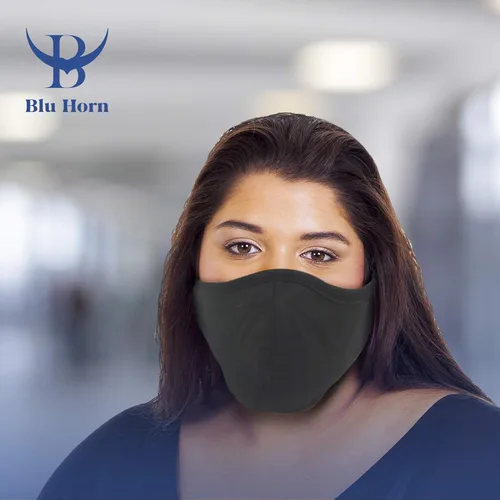 Miniatura 5 de Mascarilla para adulto grande/XL (extra grande), mascarilla de punto de algodón con filtro y tira ajustable Talla XL - Negro/Azul/Gris -Paquete de 3