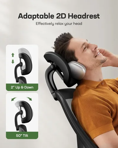 Miniatura 5 de Marsail Silla ergonómica de oficina, silla de escritorio, silla de juegos con soporte lumbar ajustable en altura, reposabrazos ajustable y Oscuro
