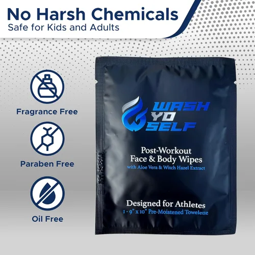 Miniatura 5 de Wash Yo Self Body Wipes - Toallitas húmedas desechables empaquetadas individualmente para niños y adultos, paquete de 40