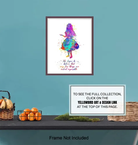 Miniatura 7 de Cita inspiradora – Impresión artística de pared del país de las maravillas de Alicia – Gran regalo motivacional – Póster de decoración de habitación