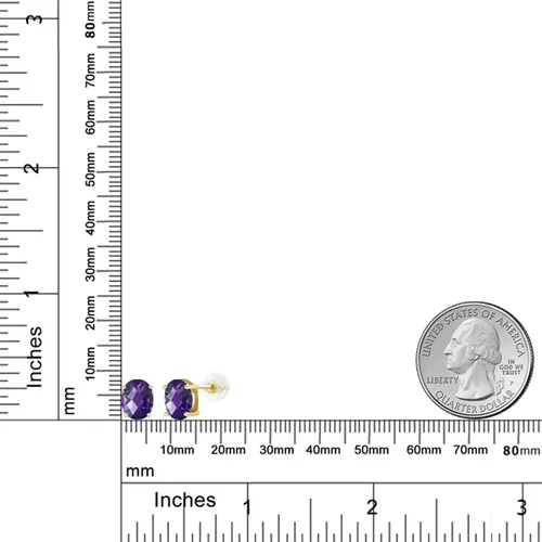 Miniatura 330 de Gem Stone King Aretes de oro de 14 quilates con piedra natal ovalada de 0.315 x 0.236 in Aretes de oro para mujer
