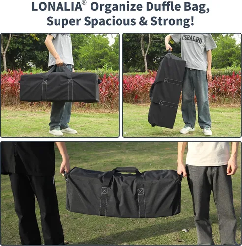 Miniatura 3 de Bolsa de lona grande de 36 pulgadas para viajes, bolsa de lona extra grande resistente de 100 litros con 2 asas laterales, bolsa de almacenamiento