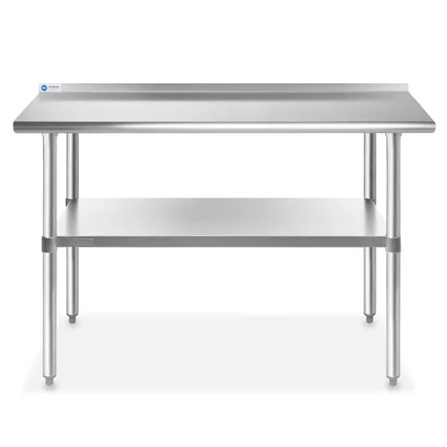 Miniatura 2 de Mesa de cocina comercial de trabajo y preparación Gridmann de acero inoxidable con protector contra salpicaduras, 48 x 24 pulgadas