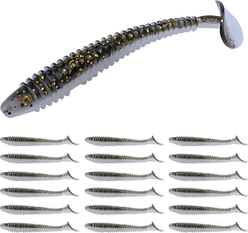 Miniatura 17 de RUNCL Swimbaits - Paleta de 10/20/30/40 unidades, cola de paleta de 5/4/3/2 pulgadas, señuelo suave para lubina de trucha, cebo de plástico duradero