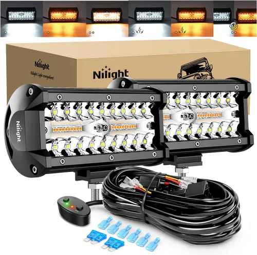 Miniatura 15 de Nilight - Barra de luz lateral de 17,78 cm, triple fila, haz puntual y disperso, luz de trabajo todoterreno para camiones, SUV, ATV, UTV