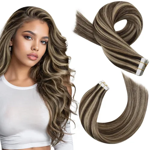 Miniatura 74 de Moresoo Extensiones de cabello humano real con cinta adhesiva, sin costuras, #1 negro azabache, 20 piezas, 1.76 oz (50 g), 24 pulgadas