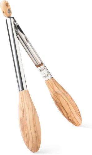 Miniatura 3 de Salt & York Pinzas de madera de olivo de 11 pulgadas, pinzas de cocina de mango largo para cocinar, ensalada, pasta y parrilla, cocina y utensilios