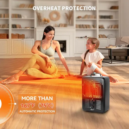 Miniatura 2 de BEYOND HEAT Milkhouse - Calentador eléctrico de 1300 W/1500 W con termostato, 3 ajustes de calor, seguro y silencioso para el hogar, garaje, taller
