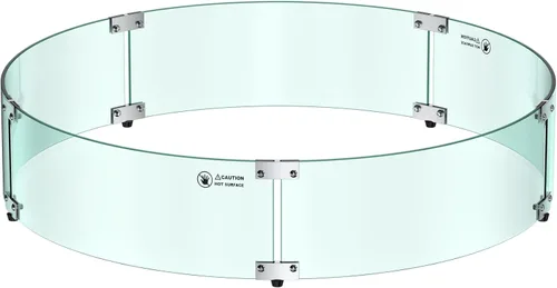 Miniatura 9 de Skyflame Protector de viento redondo de vidrio para hoguera de 17 pulgadas, protector de llama de vidrio templado transparente para propano al aire