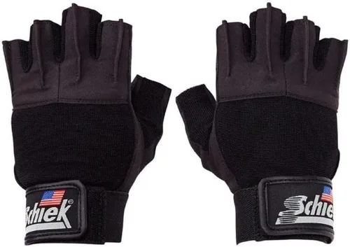 Schiek Sports 530 Platinum - Guantes de levantamiento de pesas con almohadilla de gel, guantes de cuero Amara para mujer y hombre Negro