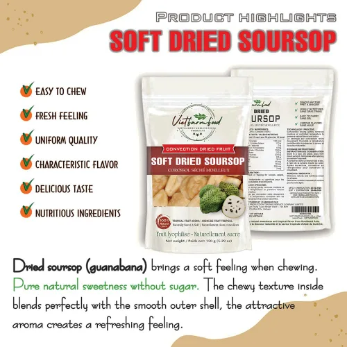 Miniatura 4 de SOURSOP SUAVE SECO (GUANABANA) 5.29 Oz (5.29 oz) VIETFARMFOOD: Fruta seca por convección, dulzura natural pura sin azúcar, suave al masticar.