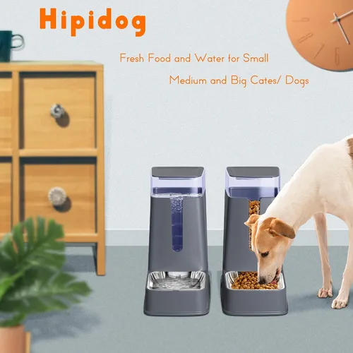 Miniatura 7 de Dispensador de comida para gatos y dispensador de agua para gatos con cuencos de acero inoxidable, alimentador por gravedad para perros pequeños