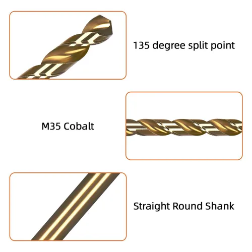 Miniatura 4 de Broca de cobalto de 0.217 in, brocas de metal M35 HSS, para metal duro, acero inoxidable, 5