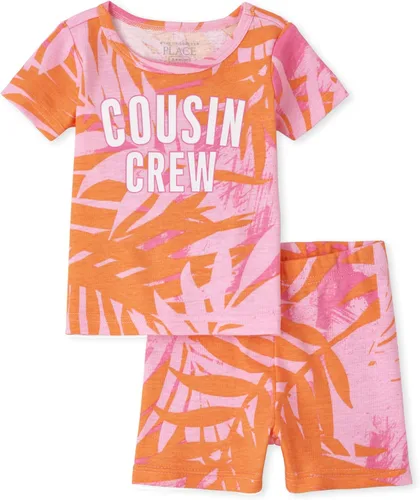 The Children's Place Baby Girls' Baby & Toddler-PJ Toddler Sleeve Top and Shorts Pajama Set