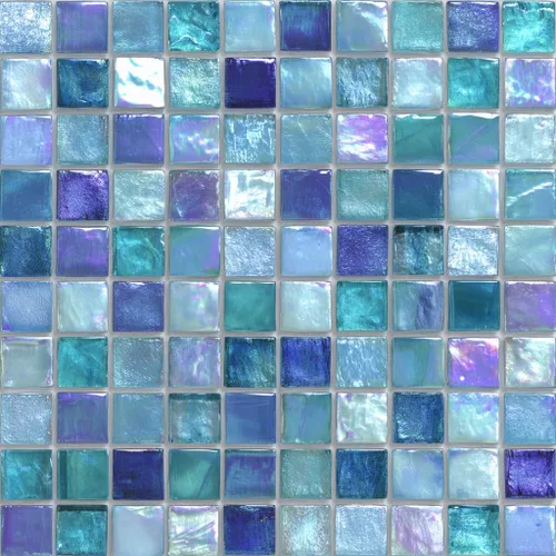 Baldosas de Piso Despegar y Pegar 12x12 Pulgadas Patrón de Mosaico de Vidrio Azul Morado Piso de Vinilo Autoadhesivo Tablones Cuadrados para Cocina