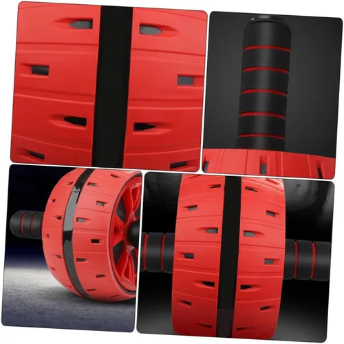 Miniatura 2 de BESPORTBLE Rueda de rodillo de abdominales roja con rodillera para entrenamiento de fuerza central, equipo de fitness para entrenamiento de brazos