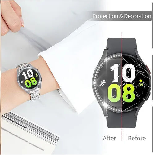 Miniatura 7 de Paquete de 3 fundas para Galaxy Watch 6 Classic de 1.850 in, funda protectora con marco brillante compatible con Samsung Galaxy Watch 6