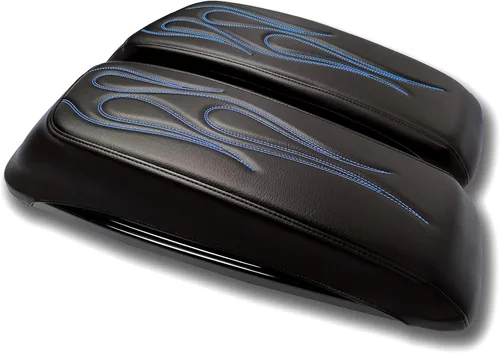 Miniatura 14 de 1993-2013 Premium Flame Saddlebag Tapas Tapas para Harley Davidson Negro