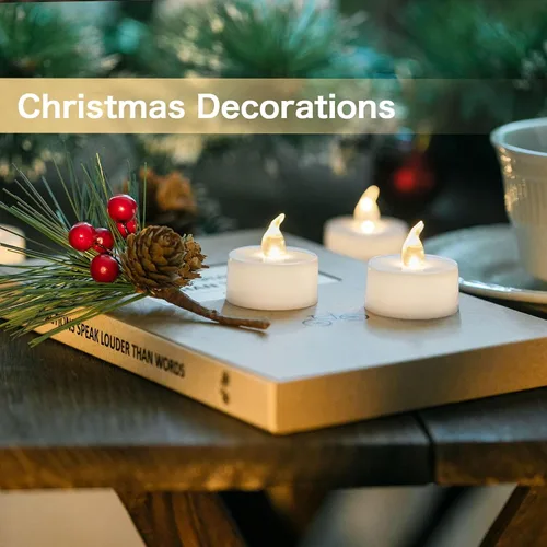 Miniatura 3 de LANKER Paquete de 24 velas LED de té, velas sin llama parpadeantes de blanco cálido, velas falsas de larga duración que funcionan con pilas, Blanco