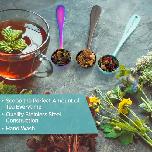 Miniatura 2 de Cuchara de té de hojas sueltas medida Una taza de té perfecto Cuchara de acero inoxidable (azul de los años 50)