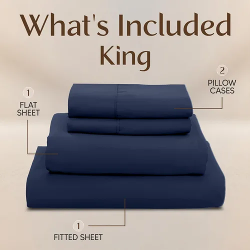 Miniatura 3 de Juego de sábanas Utopia Bedding tamaño King de 4 piezas – Sábanas de microfibra suaves y transpirables para cama tamaño King, incluye 1 sábana Azul