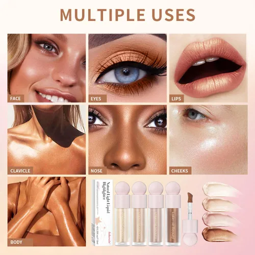 Miniatura 6 de Mysense Maquillaje iluminador líquido, iluminador facial luminoso natural, luminizador ligero y sedoso, maquillaje iluminador facial impermeable