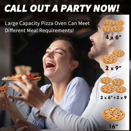 Miniatura 6 de PIZZELLO Horno de pizza de 16" para exteriores de propano y leña Multi-combustible horno de pizza grande de acero inoxidable con quemador de gas