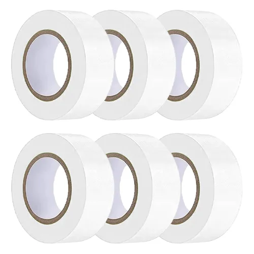 Paquete de 6 cintas de señalización blanca, rollo de marcado de neón de cinta de plástico no adhesiva, 1"*600 pies, cinta de marcado para marcado de