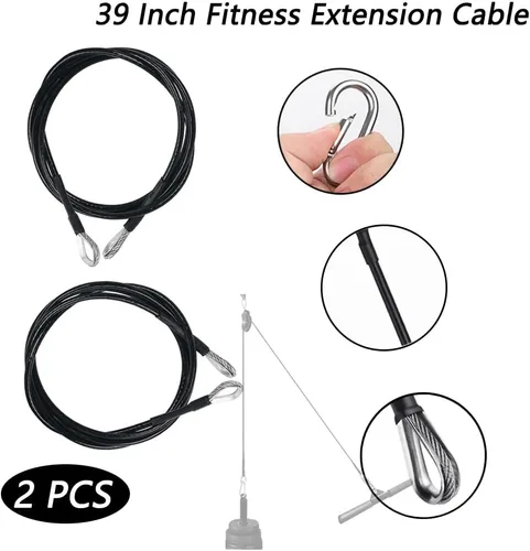 Miniatura 3 de LOOEEL Paquete de 2 cables de extensión de fitness de 39 pulgadas, accesorios de cuerda de extensión de fitness, sistema de poleas de gimnasio