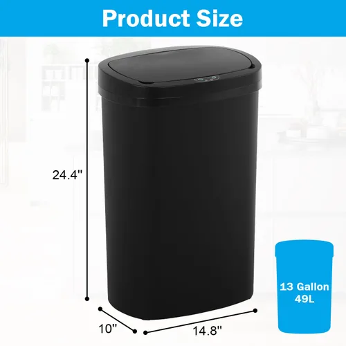 Miniatura 3 de Cubo de basura de 13 galones con tapa, sensor de movimiento, cubo de basura de cocina, material plástico impermeable y a prueba de desorden