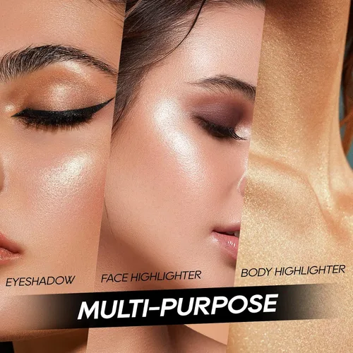Miniatura 4 de Paleta de Polvo de Iluminador Rosa Horneado, Paleta de Polvo de Iluminador de Maquillaje Acabado Sutil y Brillante Iluminadores Faciales
