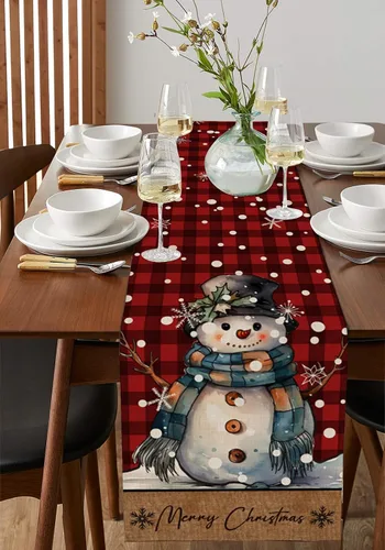 Miniatura 4 de Christmas, Cotton Linen Long Table Runner 13 x 108 inch Non-slip Rectangular Kitchen Coffee Dining Table Decor for Wedding Party Holiday Dinner