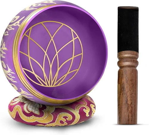 Miniatura 12 de HIMALAYAN BAZAAR - Juego de cuencos tibetanos de 4 pulgadas, fácil de tocar, auténtico, hecho a mano para meditación, sonido de 7 chakras, curación