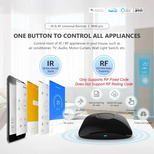 Miniatura 5 de BroadLink RM4 pro IR y RF Mando a distancia universal, concentrador de control remoto Wi-Fi de aprendizaje de código todo en uno para TV, aire