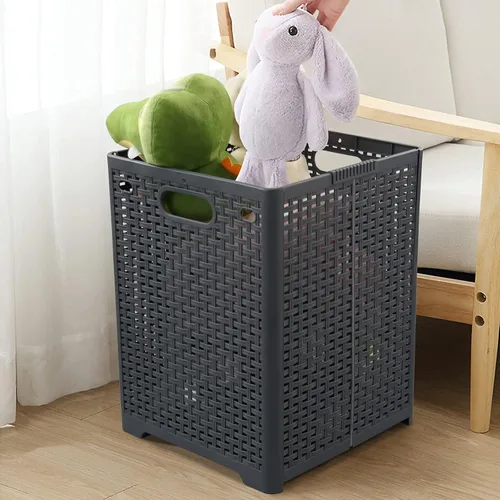 Miniatura 5 de Kekow 1 paquete de 42 L cesta plegable de plástico, color gris Cesta plegable para ropa sucia