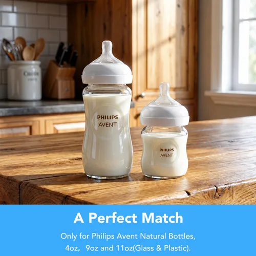 Miniatura 7 de Anillos de repuesto para pezón compatibles con biberones naturales de Philips Avent, se adapta a 4 onzas, 9 onzas, 11 onzas, plástico y vidrio, sin