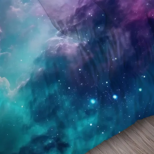 Miniatura 5 de Juego de edredón de galaxia azul, tamaño individual, ropa de cama espacial para niños, niñas, adolescentes, decoración de dormitorio, luna, nube