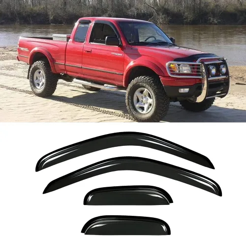 Miniatura 4 de 94948 Deflector de viento para ventana lateral, 4 piezas de montaje exterior, bonito juego de protectores de lluvia, visera de ventana para Toyota