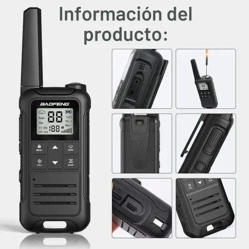 Miniatura 6 de Walkie Talkies de largo alcance para adultos, paquete de 4 unidades recargables Baofeng Walkie Talkie F22 FRS Radio bidireccional 1400mAh batería