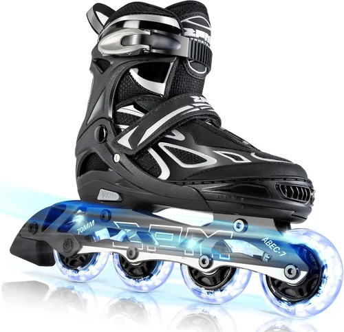 2PM SPORTS Vinal - Patines en línea ajustables intermitentes para niñas, todas las ruedas se iluminan, divertidos patines iluminadores para niños,