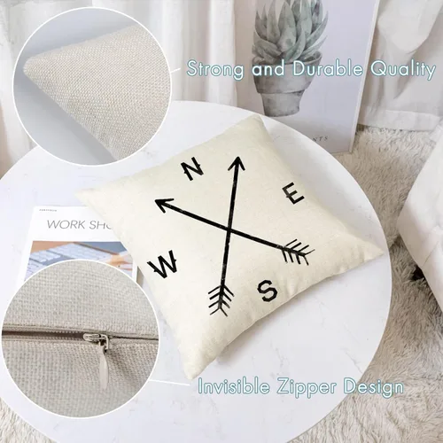 Miniatura 7 de YeeJu - Funda de cojín cuadrada de lino y algodón con diseño geométrica. Funda de almohada, para exterior, hogar, sofá.