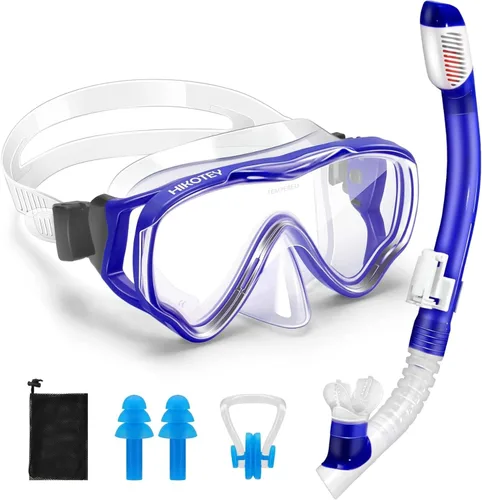 Miniatura 16 de Juego de esnórquel para niños, juego de máscara de esnórquel seca completa para adultos, protección antivaho, unisex, vista panorámica HD