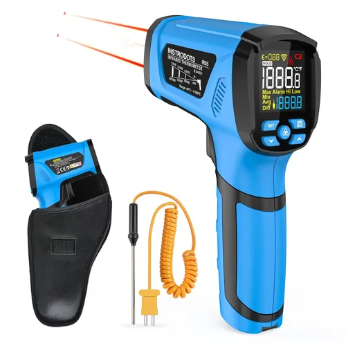 Miniatura 10 de Pistola Termómetro Infrarrojo - INSTRODOTS Termómetro Láser Digital con Emisividad Ajustable y Valor Máximo, Termómetro de Superficie sin Contacto