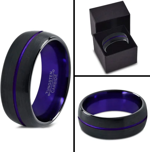 Miniatura 7 de Chroma Color Collection Anillo de boda de carburo de tungsteno de 0.315in para hombres y mujeres, verde, rojo, fucsia, cobre, verde azulado, azul